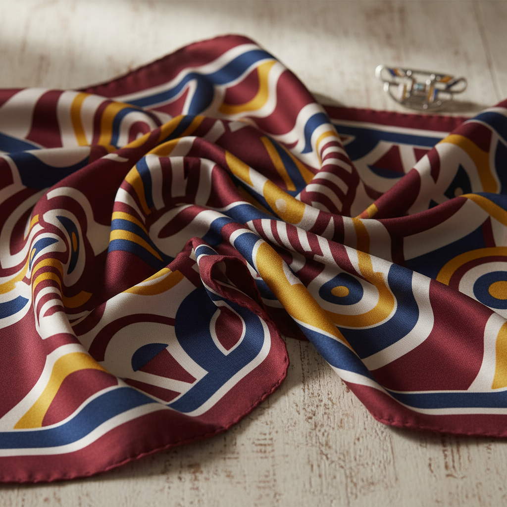 Vintage Silk Scarf – Geometric Print